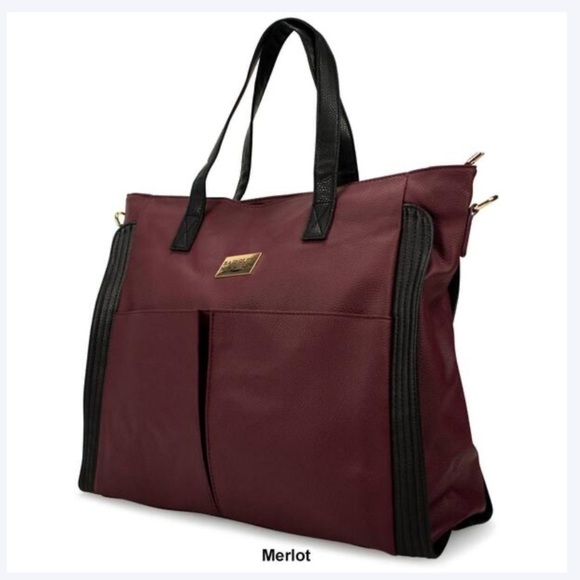 Badgley Mischka Rose XL Vegan Leather Travel Tote Weekender Bag luggage bag - Picture 7 of 16